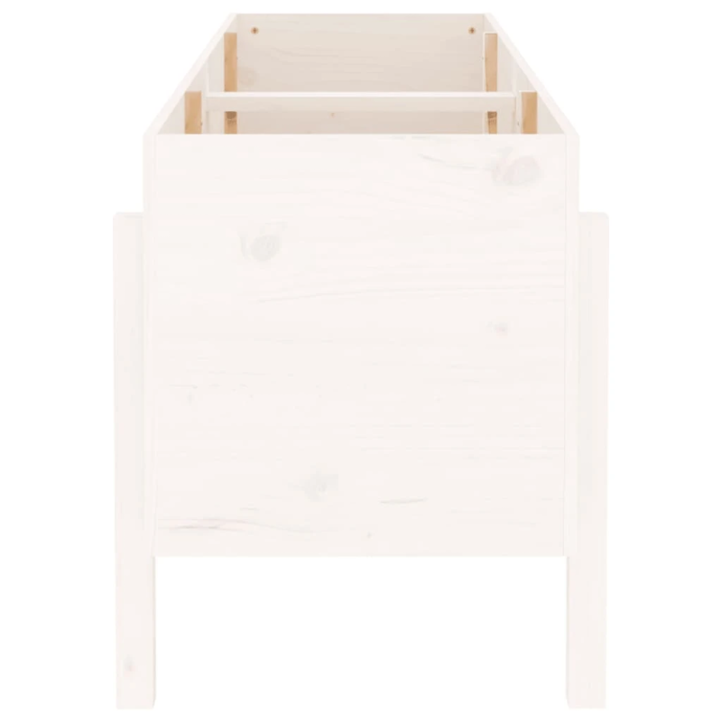 vidaXL augstā puķu kaste, balta, 160x50x57 cm, priedes masīvkoks