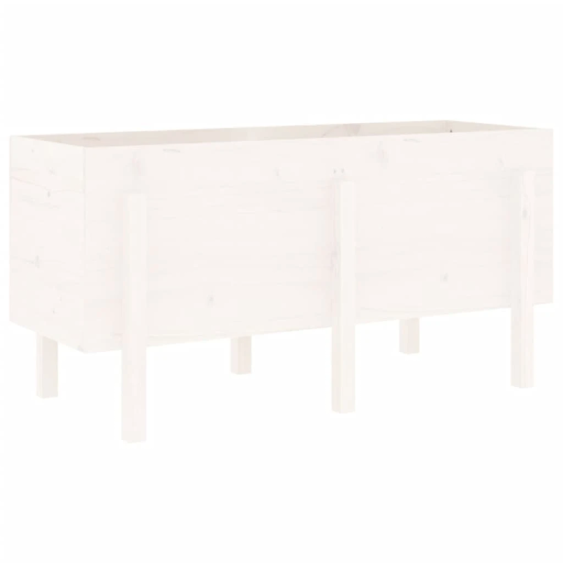 vidaXL augstā puķu kaste, balta, 121x50x57 cm, priedes masīvkoks