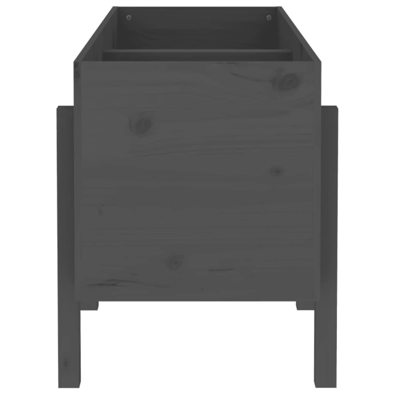 vidaXL augstā puķu kaste, pelēka, 121x50x57 cm, priedes masīvkoks