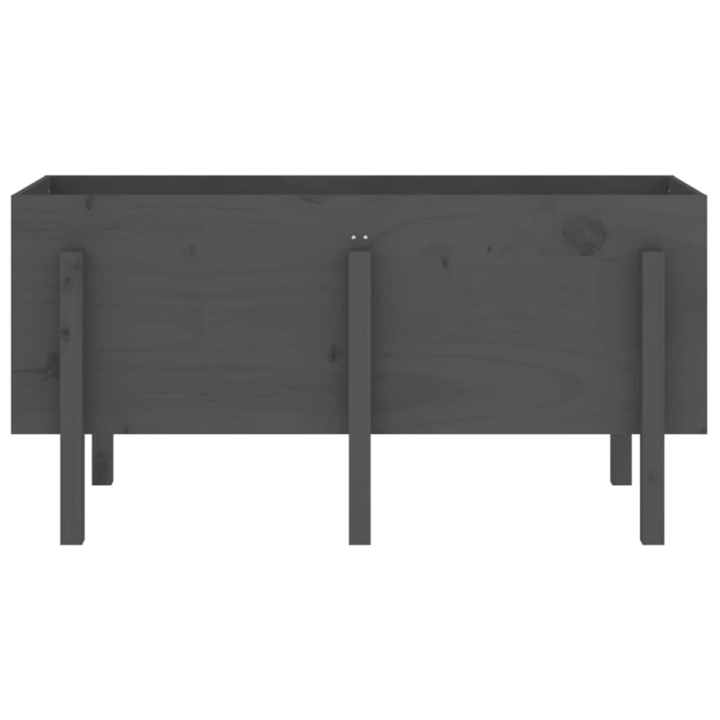 vidaXL augstā puķu kaste, pelēka, 121x50x57 cm, priedes masīvkoks