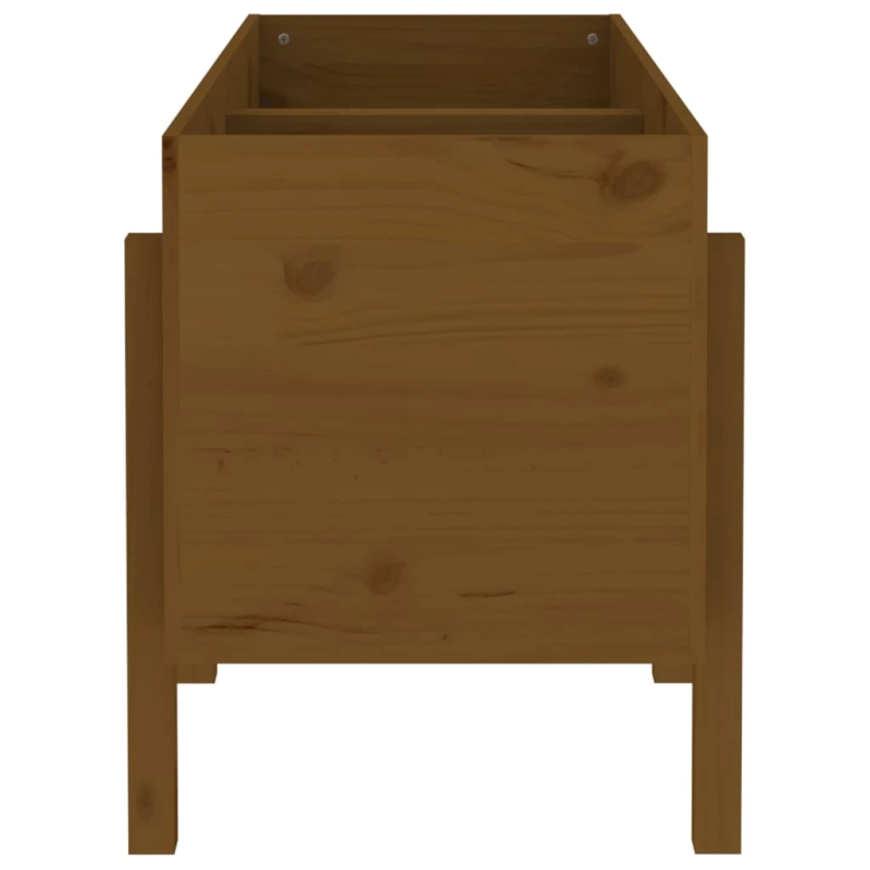 vidaXL augstā puķu kaste, brūna, 121x50x57 cm, priedes masīvkoks