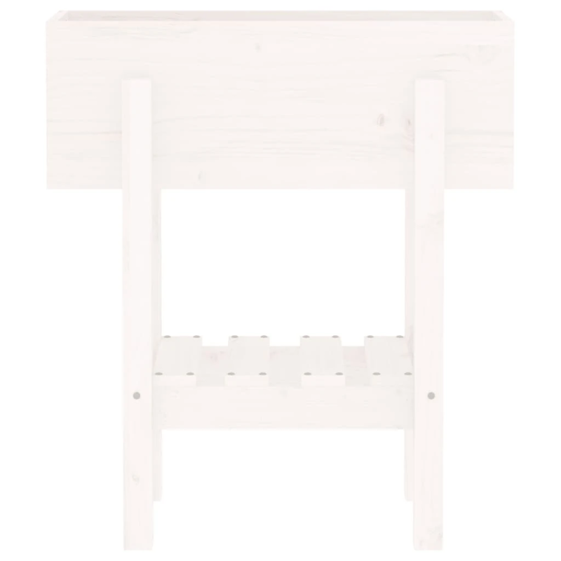 vidaXL dārza puķu kaste, balta, 62x30x69 cm, priedes masīvkoks