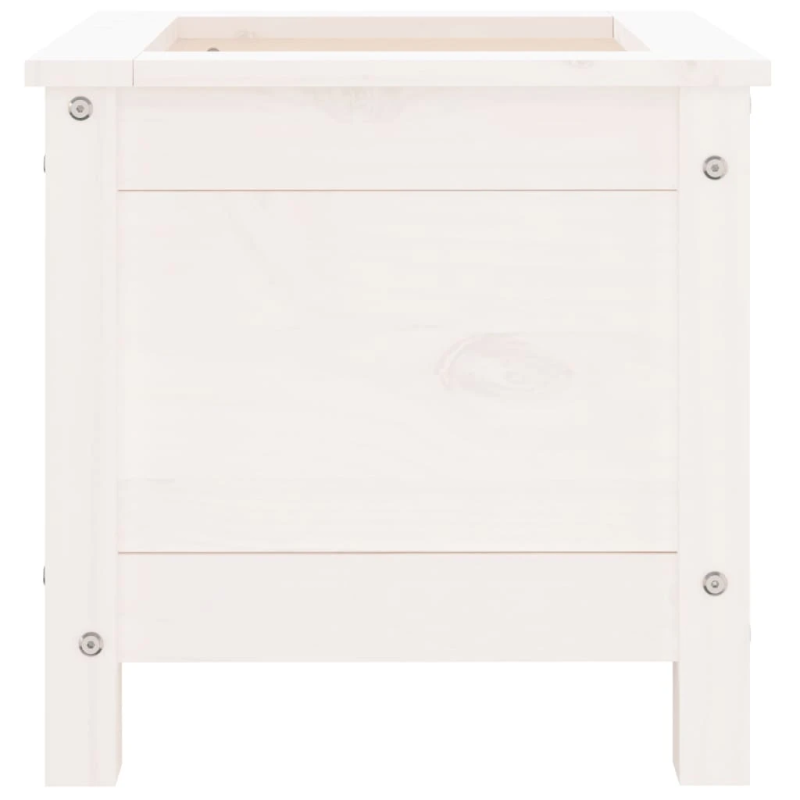 vidaXL dārza puķu kaste, balta, 40x40x39 cm, priedes masīvkoks