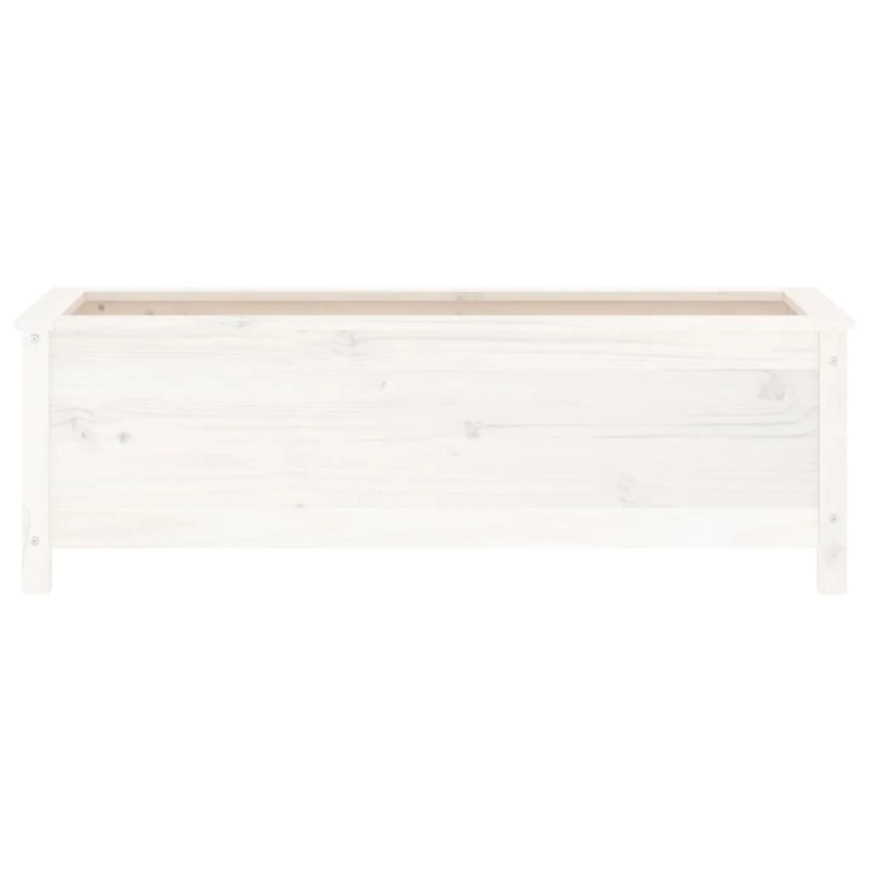 vidaXL augstā puķu kaste, balta, 119,5x40x39 cm, priedes masīvkoks