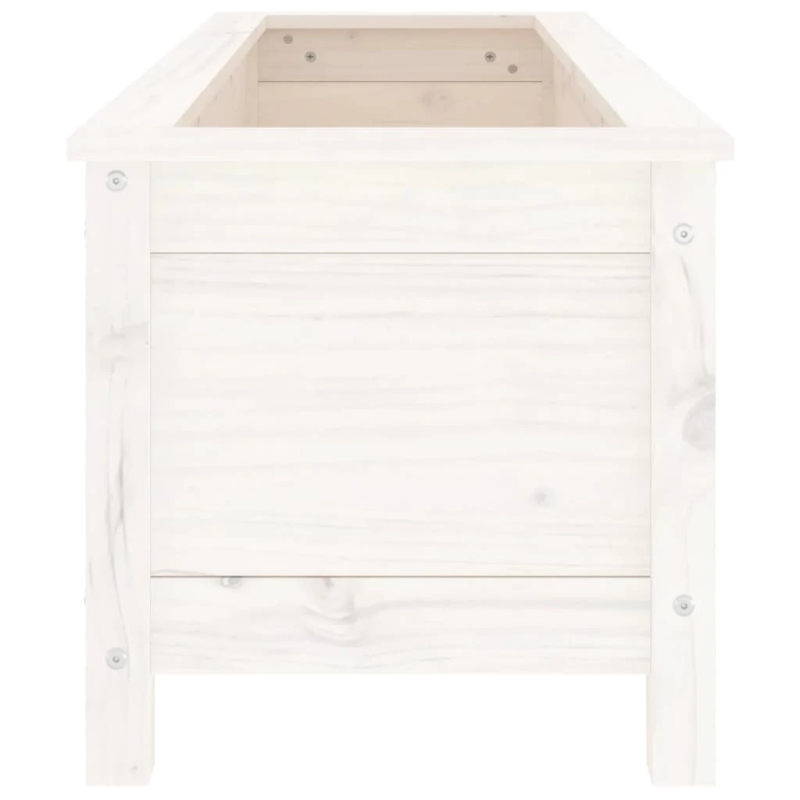 vidaXL augstā puķu kaste, balta, 119,5x40x39 cm, priedes masīvkoks