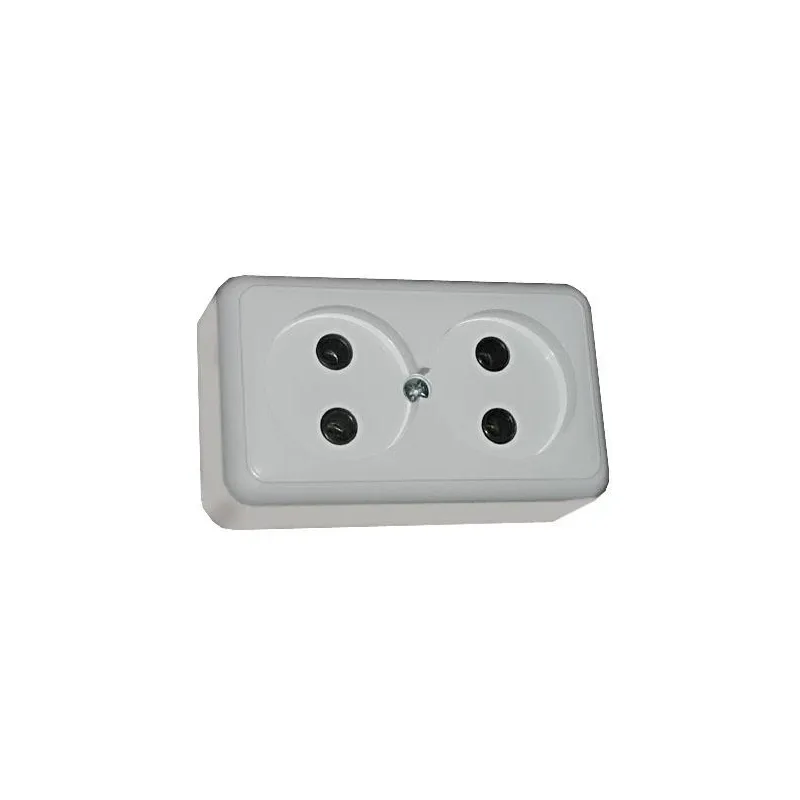 Dubultā kontaktligzda Liregus Delta PKL10-003, rozete bez zemējuma, balta