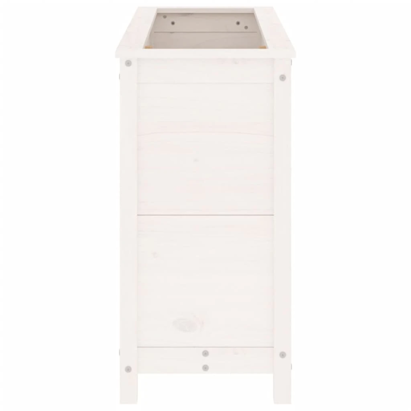 vidaXL augstā puķu kaste, balta, 119,5x40x78 cm, priedes masīvkoks