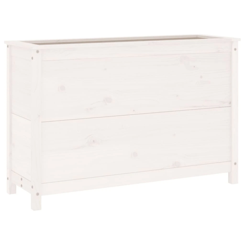 vidaXL augstā puķu kaste, balta, 119,5x40x78 cm, priedes masīvkoks