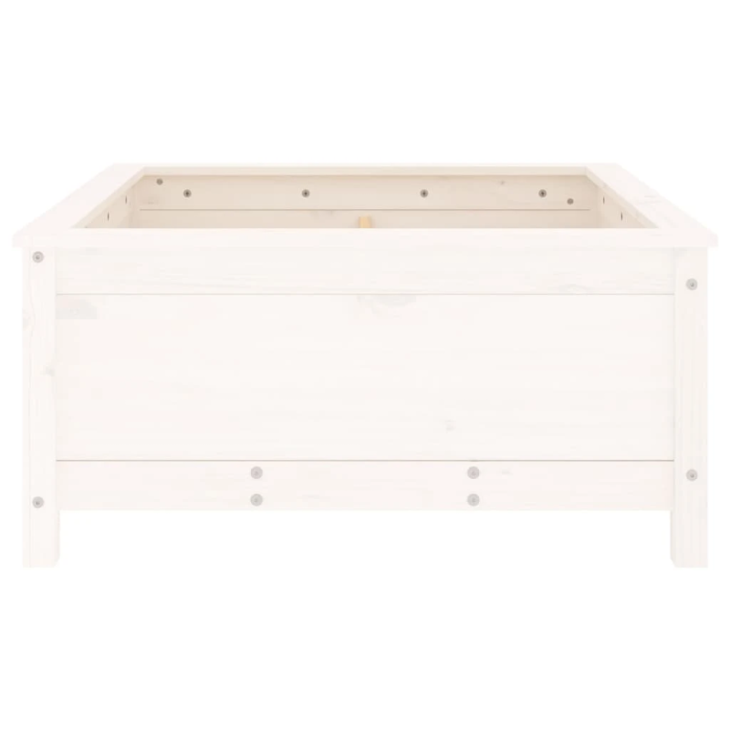 vidaXL dārza puķu kaste, balta, 82,5x82,5x39 cm, priedes masīvkoks