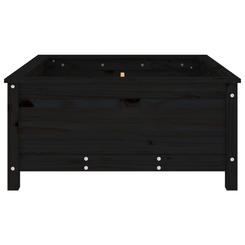 vidaXL dārza puķu kaste, melna, 82,5x82,5x39 cm, priedes masīvkoks