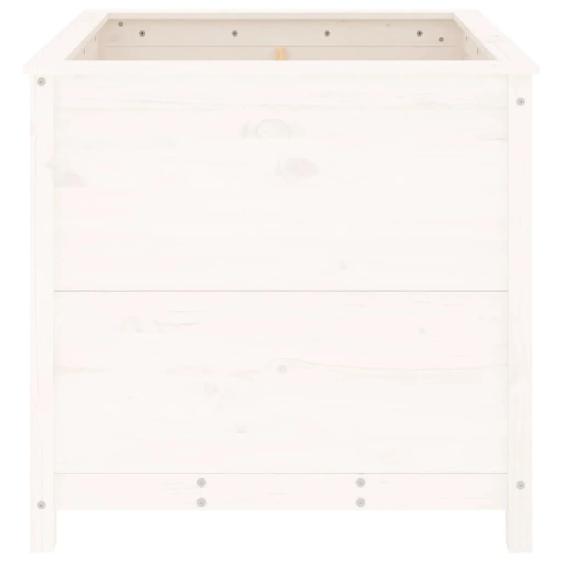 vidaXL dārza puķu kaste, balta, 82,5x82,5x78 cm, priedes masīvkoks