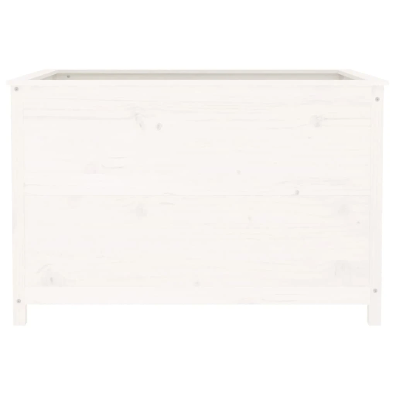 vidaXL augstā puķu kaste, balta, 119,5x82,5x78 cm, priedes masīvkoks