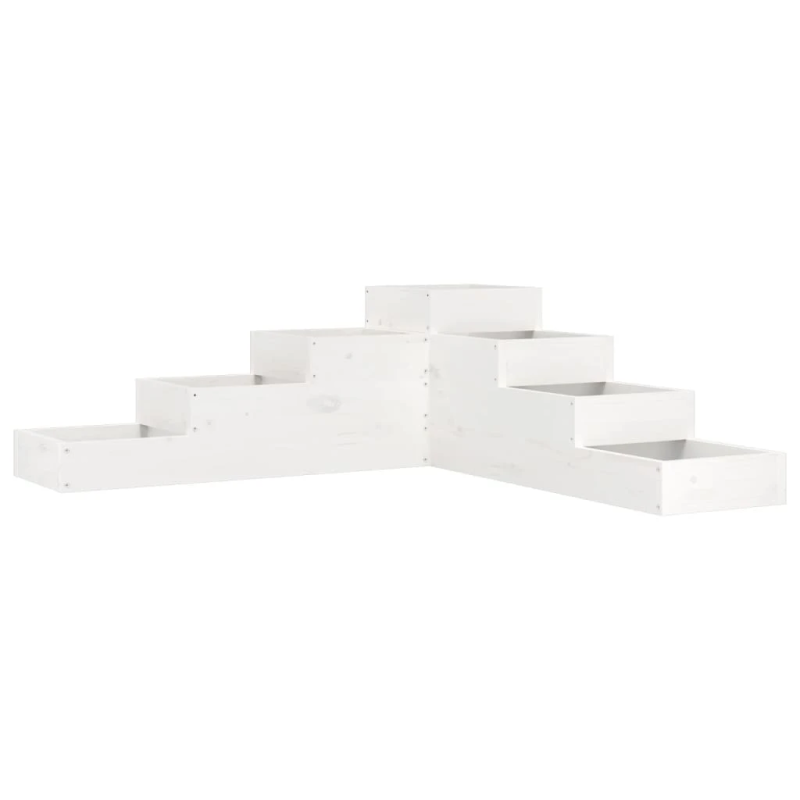 vidaXL puķu kaste, 4 līmeņi, 106x104,5x36 cm, balta, priedes masīvkoks