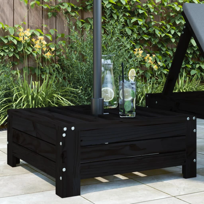 vidaXL saulessarga statīva pārsegs, melns, priedes masīvkoks