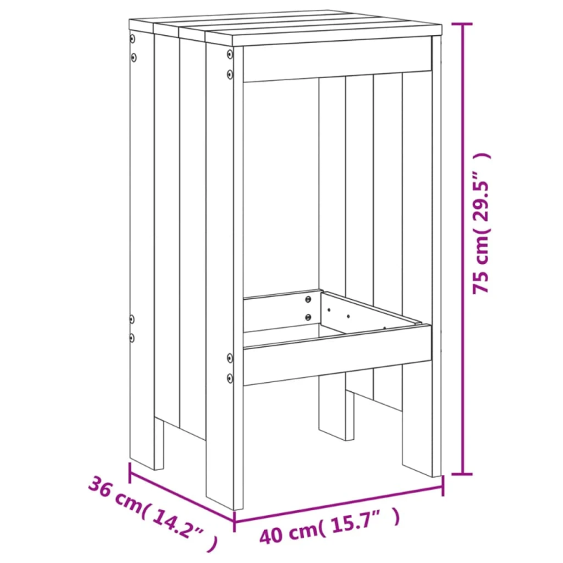 vidaXL bāra krēsli, 2 gab., 40x36x75 cm, priedes masīvkoks