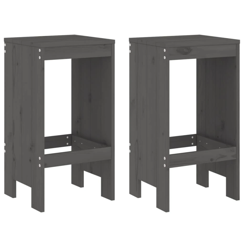 vidaXL bāra krēsli, 2 gab., pelēki, 40x36x75 cm, priedes masīvkoks