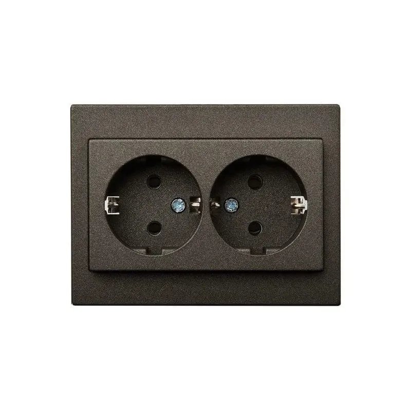 Dubultā kontaktligzda Liregus Epsilon IKL16-405 E-J, Iezemēta rozete, antracīta