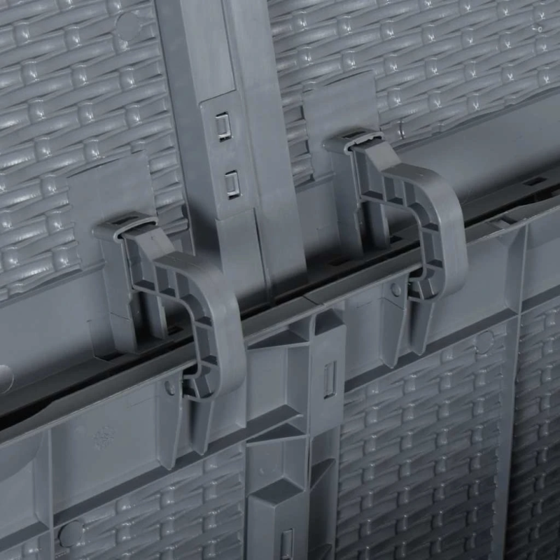 vidaXL dārza mantu kaste, pelēka, PP rotangpalma, 180 L