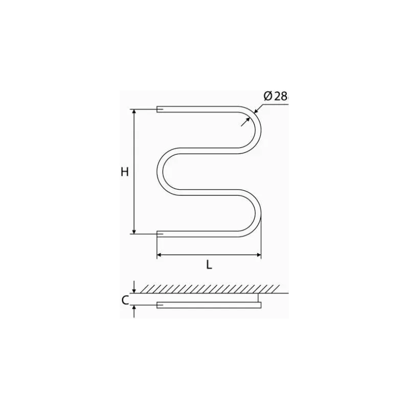 Ar ūdeni apsildāms dvieļu žāvētāja stienis Elonika EN460S, hroma-nerūsējošā tērauda, 60 cm x 60 cm, 131 W
