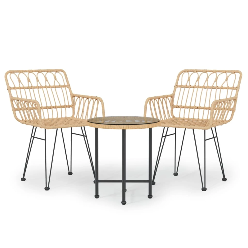 vidaXL 3-daļīgs dārza mēbeļu komplekts, PE rotangpalma