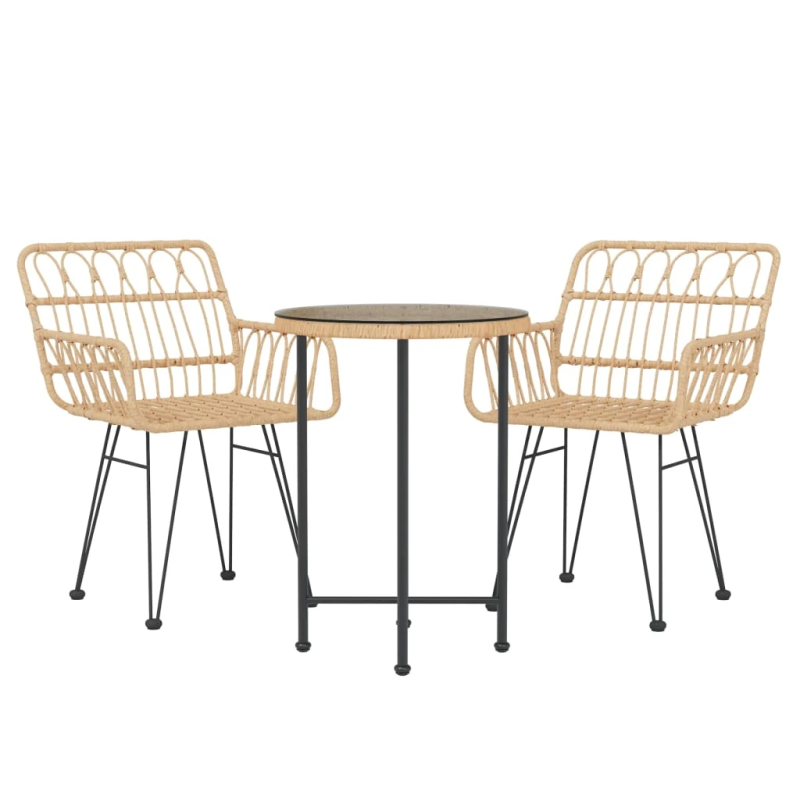 vidaXL 3-daļīgs dārza mēbeļu komplekts, PE rotangpalma