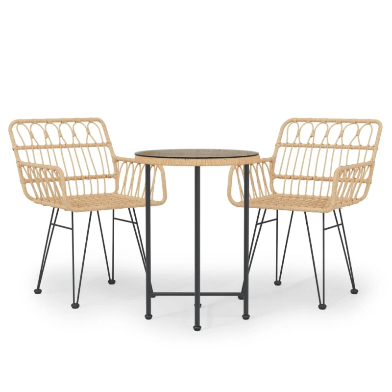 vidaXL 3-daļīgs dārza mēbeļu komplekts, PE rotangpalma