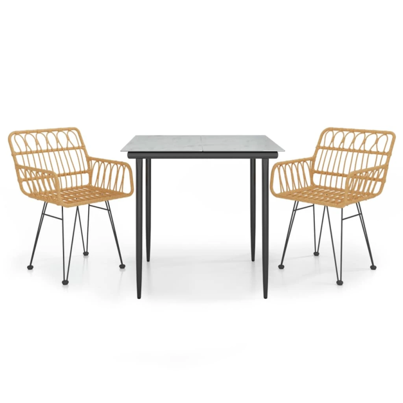 vidaXL 3-daļīgs dārza mēbeļu komplekts, PE rotangpalma