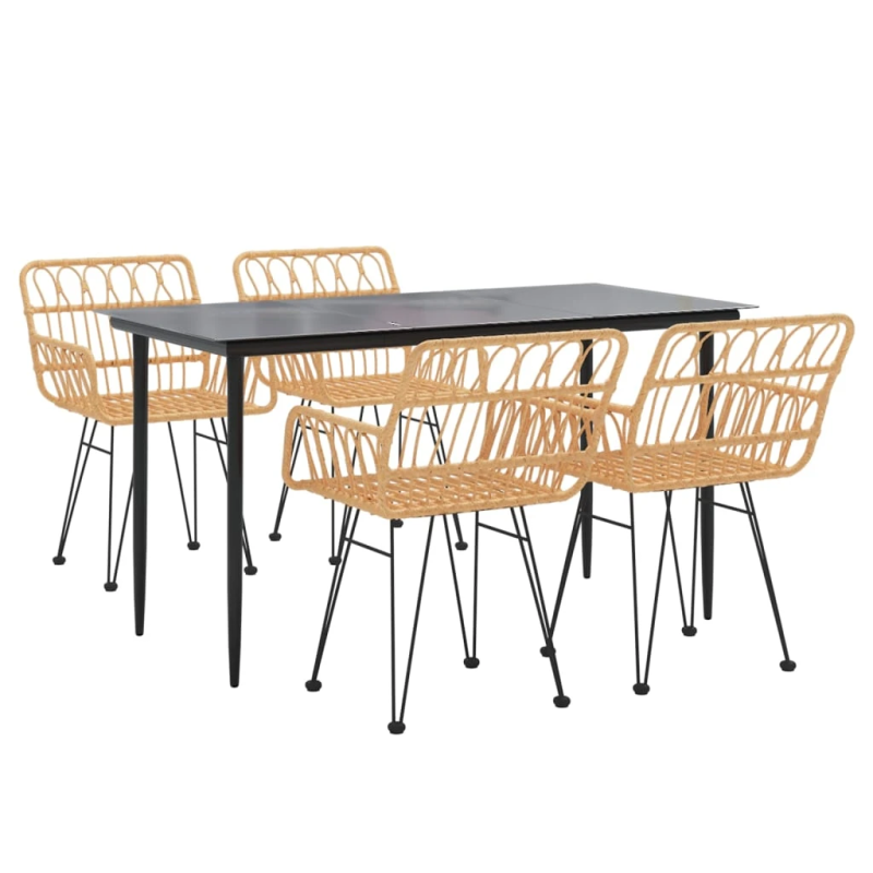 vidaXL 5-daļīgs dārza mēbeļu komplekts, PE rotangpalma