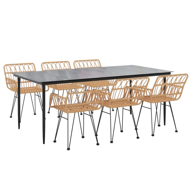 vidaXL 7-daļīgs dārza mēbeļu komplekts, PE rotangpalma