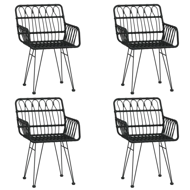 vidaXL 5-daļīgs dārza mēbeļu komplekts, melns, PE rotangpalma