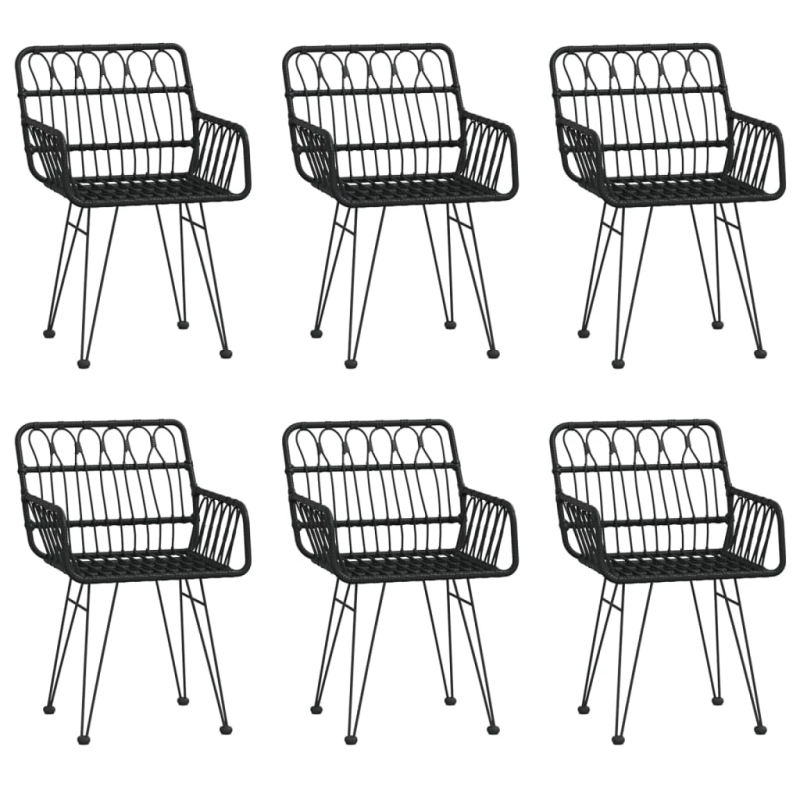 vidaXL 7-daļīgs dārza mēbeļu komplekts, melns, PE rotangpalma