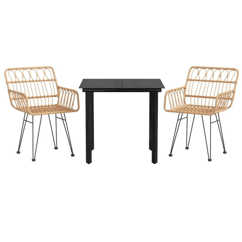 vidaXL 3-daļīgs dārza mēbeļu komplekts, PE rotangpalma