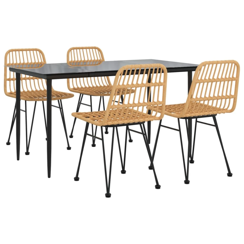 vidaXL 5-daļīgs dārza mēbeļu komplekts, PE rotangpalma