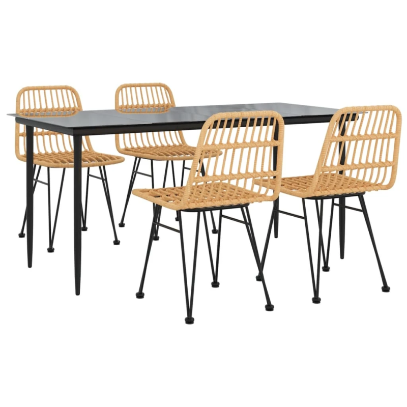 vidaXL 5-daļīgs dārza mēbeļu komplekts, PE rotangpalma