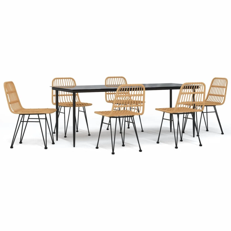 vidaXL 7-daļīgs dārza mēbeļu komplekts, PE rotangpalma