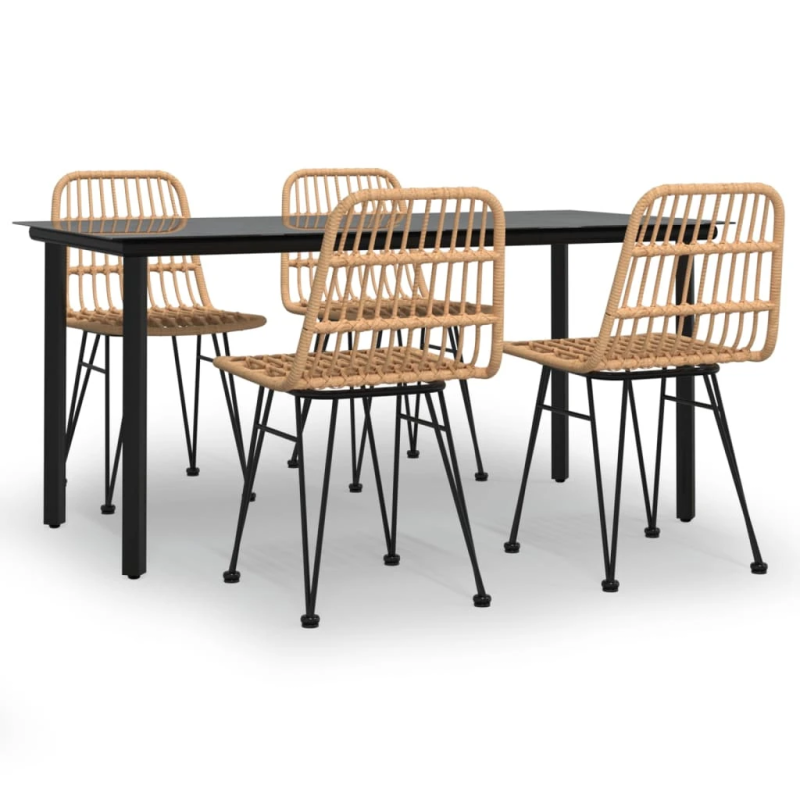 vidaXL 5-daļīgs dārza mēbeļu komplekts, PE rotangpalma