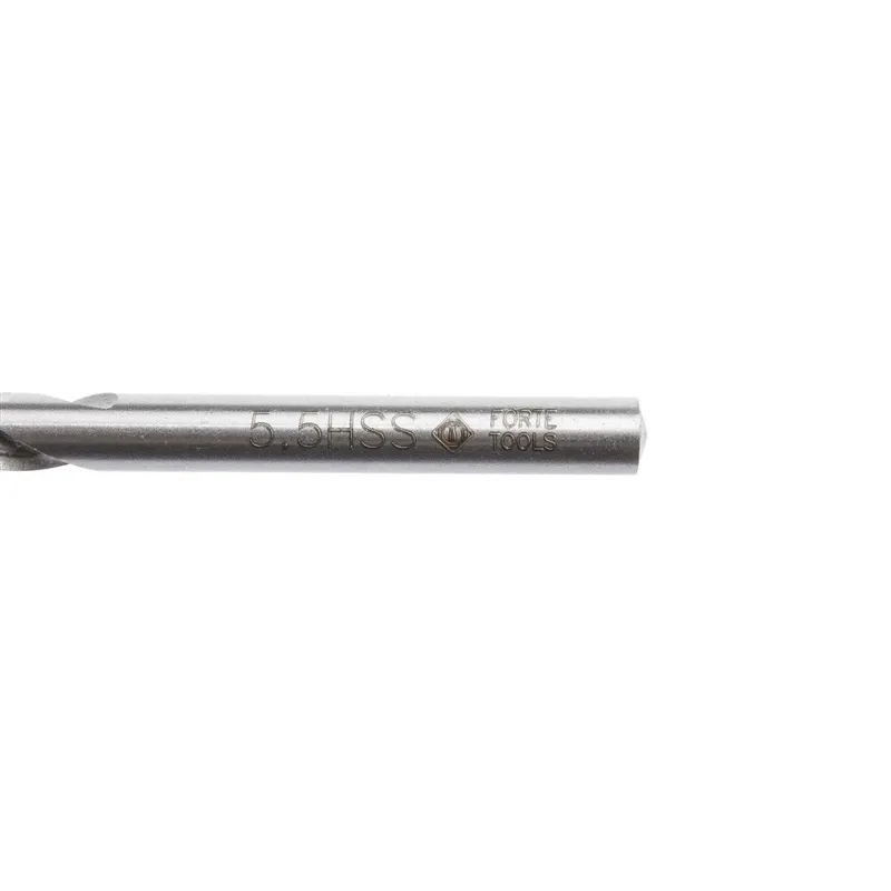Grąžtas Forte Tools, metalas-plienui-ketui, hss, tiesus, 5.5 mm x 9.3 cm