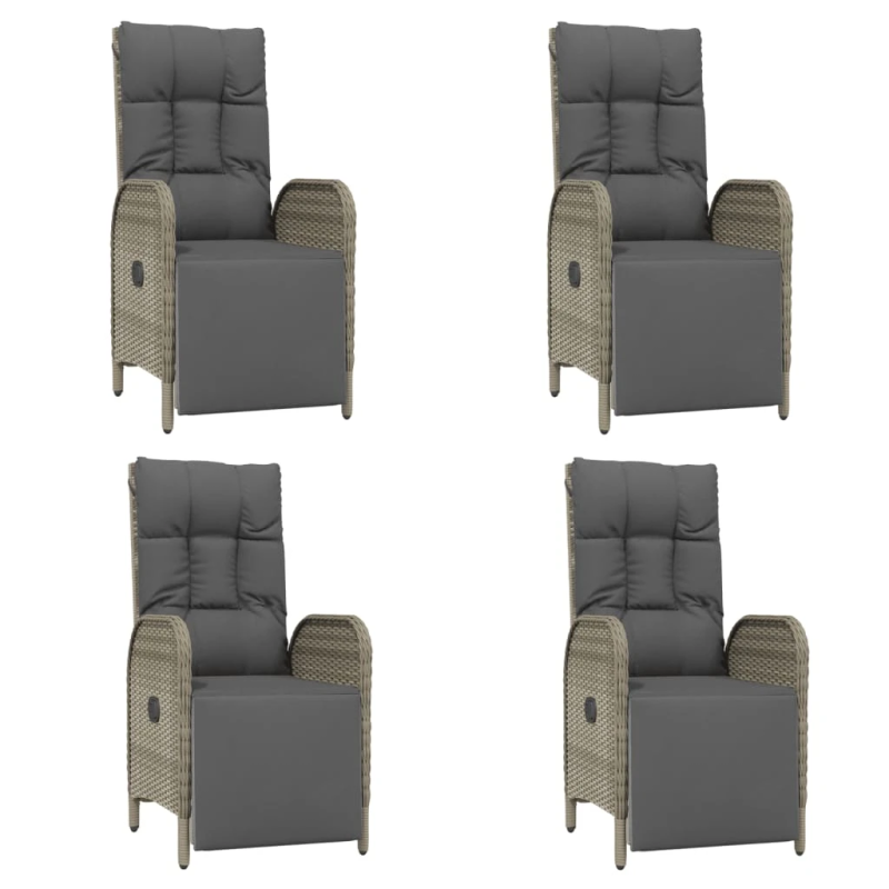 vidaXL 5-daļīgs dārza mēbeļu komplekts, matrači, pelēka PE rotangpalma