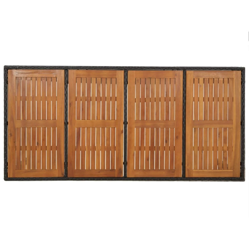 vidaXL 7-daļīgs dārza mēbeļu komplekts ar matračiem, PE pinums, melns