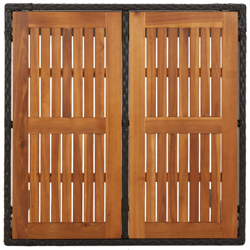 vidaXL 5-daļīgs dārza mēbeļu komplekts ar matračiem, PE pinums, melns