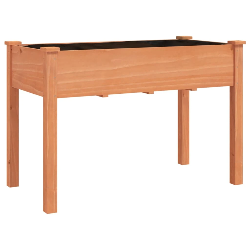 vidaXL puķu kaste ar ieliktni, brūna, 118x59x76 cm, egles masīvkoks