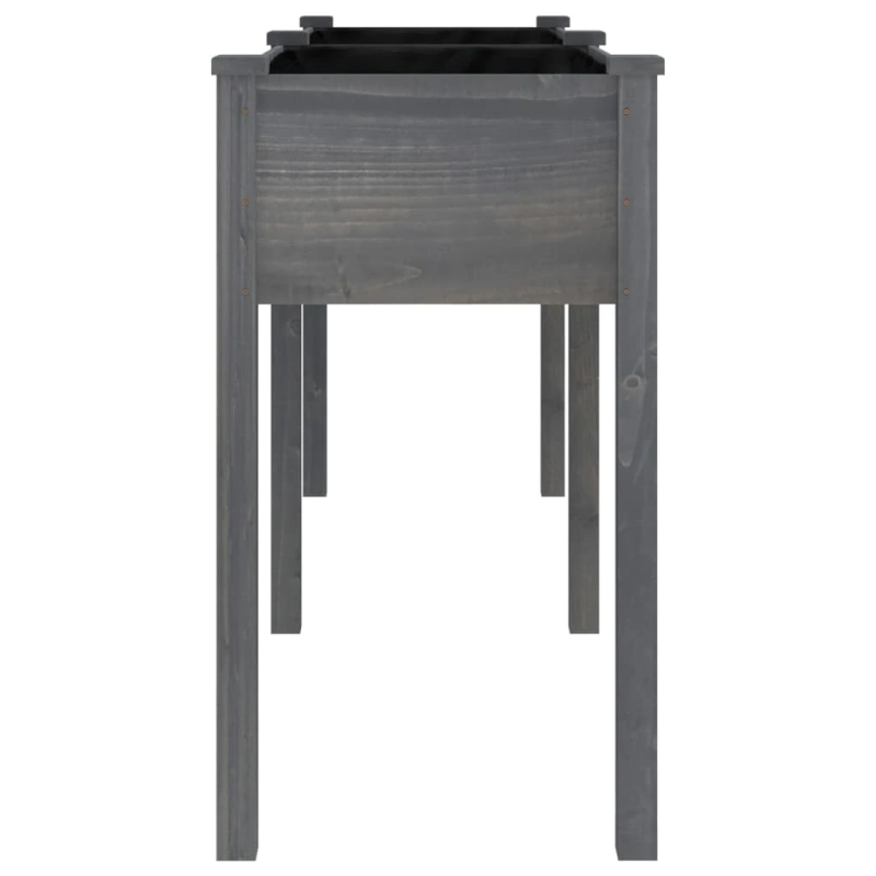 vidaXL puķu kaste ar ieliktni, pelēka, 161x45x76 cm, egles masīvkoks