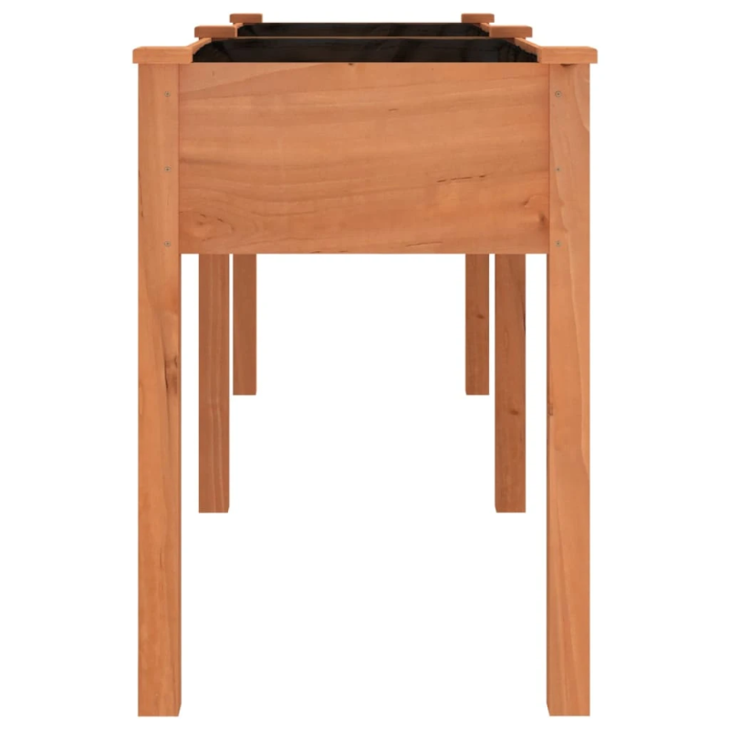 vidaXL puķu kaste ar ieliktni, brūna, 203x53x76 cm, egles masīvkoks