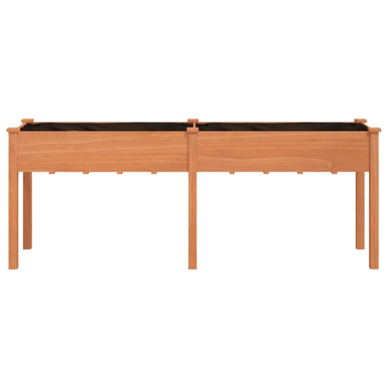 vidaXL puķu kaste ar ieliktni, brūna, 203x53x76 cm, egles masīvkoks