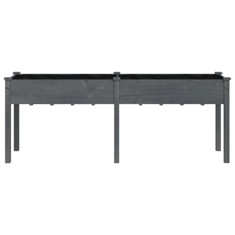 vidaXL puķu kaste ar ieliktni, pelēka, 203x53x76 cm, egles masīvkoks