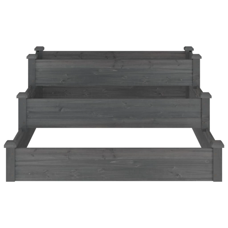 vidaXL augstā puķu kaste, pelēka, 120x120x56 cm, egles masīvkoks