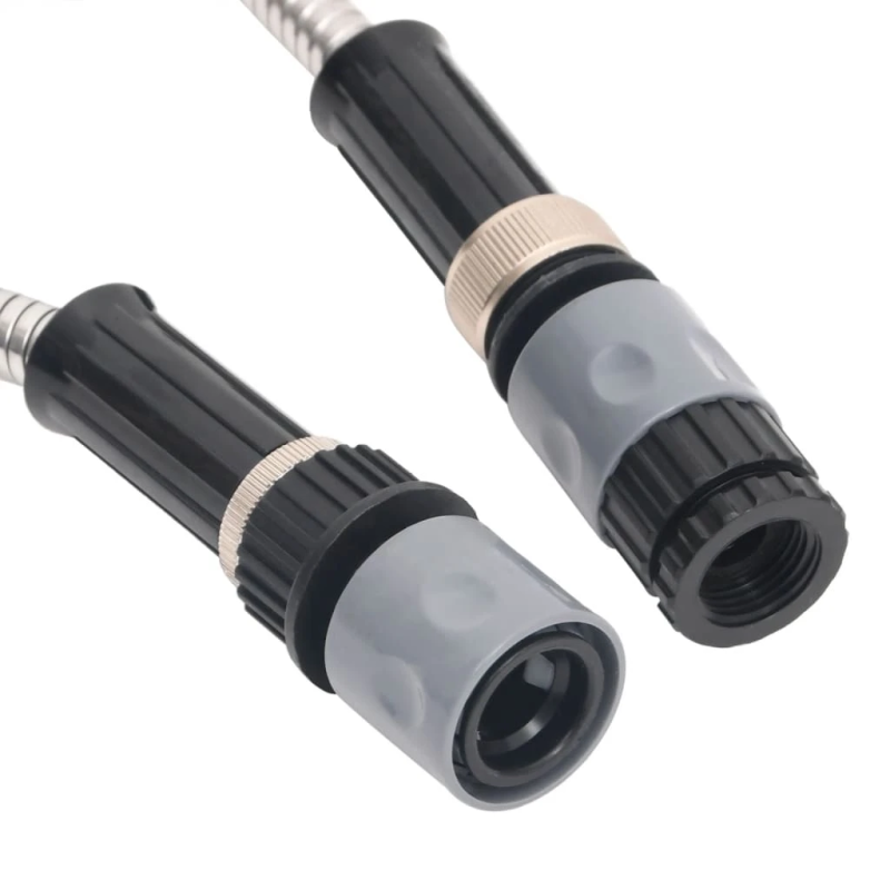 vidaXL dārza šļūtene ar izsmidzināšanas uzgali, sudrabaina, 0,6", 15 m