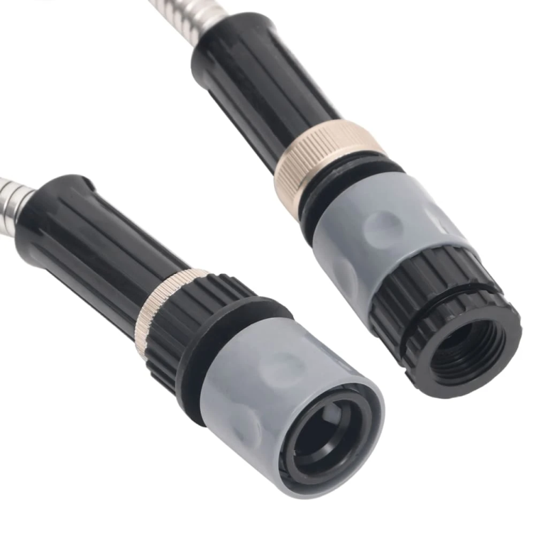 vidaXL dārza šļūtene ar izsmidzināšanas uzgali, sudrabaina, 0,6", 30 m