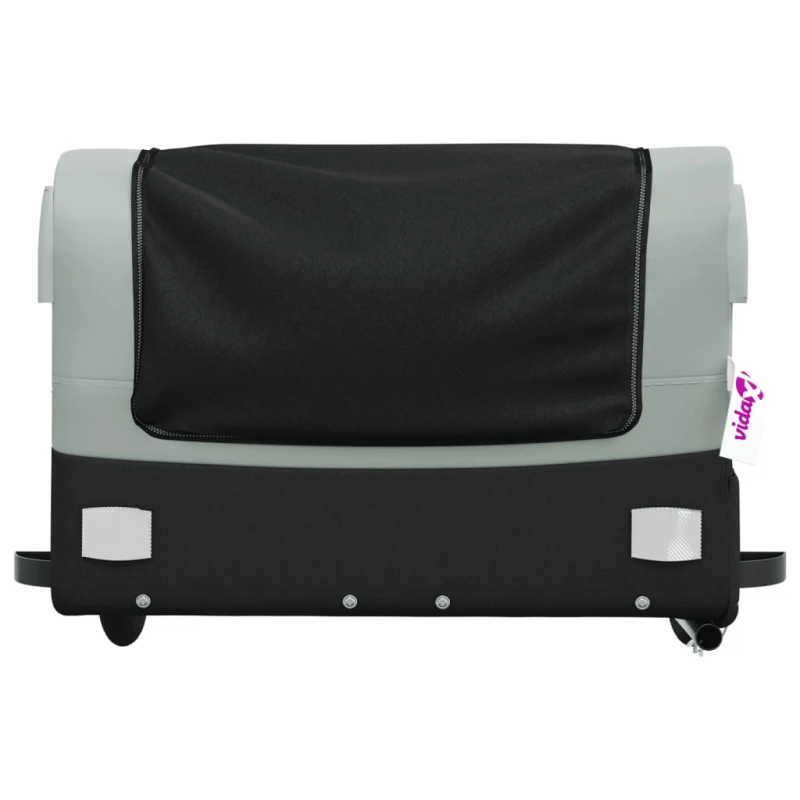 vidaXL velosipēda piekabe, 45 kg, melna un pelēka, dzelzs