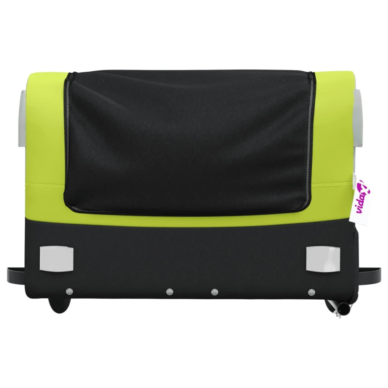 vidaXL velosipēda piekabe, 45 kg, melna un zaļa, dzelzs